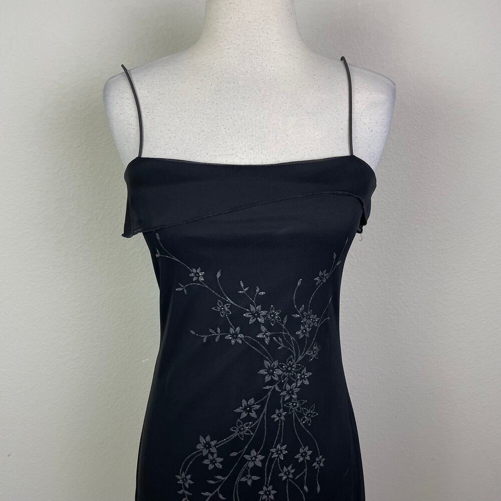 Byer Too Vintage Black Y2K Floral Midi Whimsygoth Dark Fairy Dress Small - Picture 3 of 7